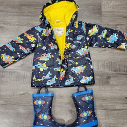 NEW Hatley rain jacket size 18m-24m boots size 7