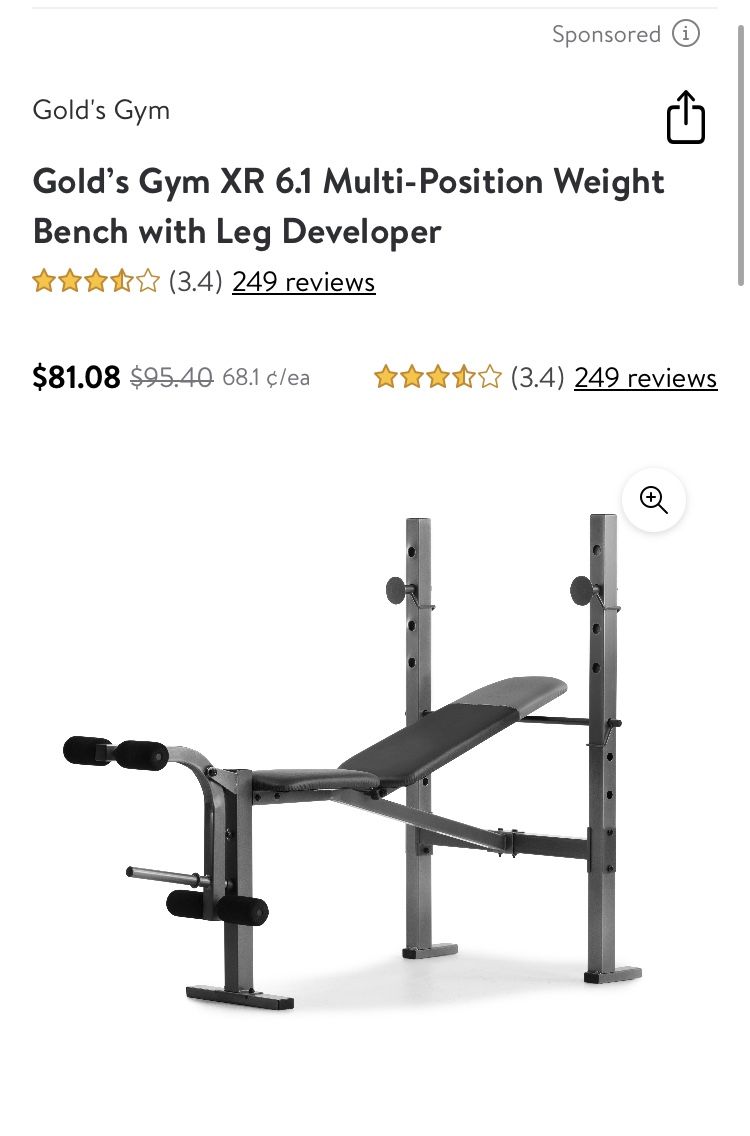 Gold s Gym XR 6.1 Multi Position Weight Bench with Leg Developer for Sale in Hemet CA OfferUp