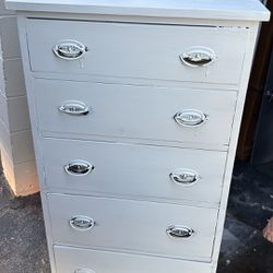 5 drawers dresser tall chest white narrow width L26”*D18”*H50(address in description)