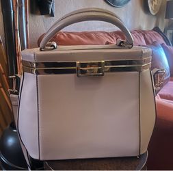 Structured Top Handle Handbag with Gold Hardware