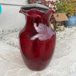 Red glass Flower Vase