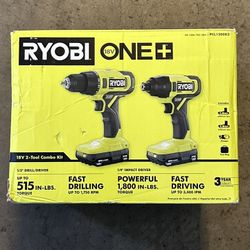 RYOBI ONE+ 18V Cordless 2-Tool Combo Kit with Drill/Driver, Impact Driver Kit