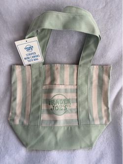 Trader Joe’s green stripe canvas bag mini