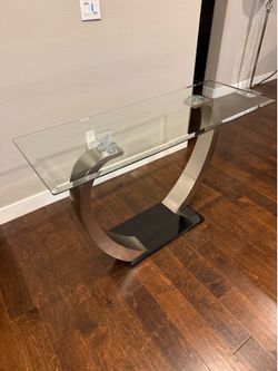 Glass Top Metal Base Table