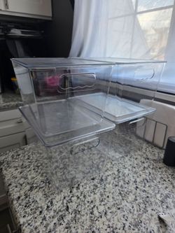Clear Plastic Organizer Bins with Lids (11x7) – Stackable Containers