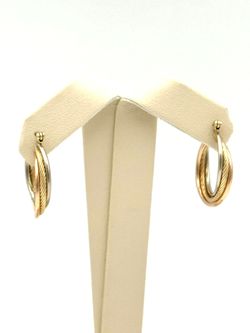 14K TRI-COLOR GOLD 2.80 GRAMS TWISTED HOOP EARRINGS USED