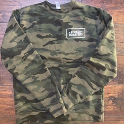 Stoked Coffee Roasters Camouflage Crewneck Sweatshirt - NWOT