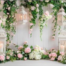 LYWYGG 7x5ft Rose Floral Theme Photography Backdrop Spring Backdrops Flowers Photo Background CP-610