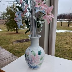 White With Flowers Vase