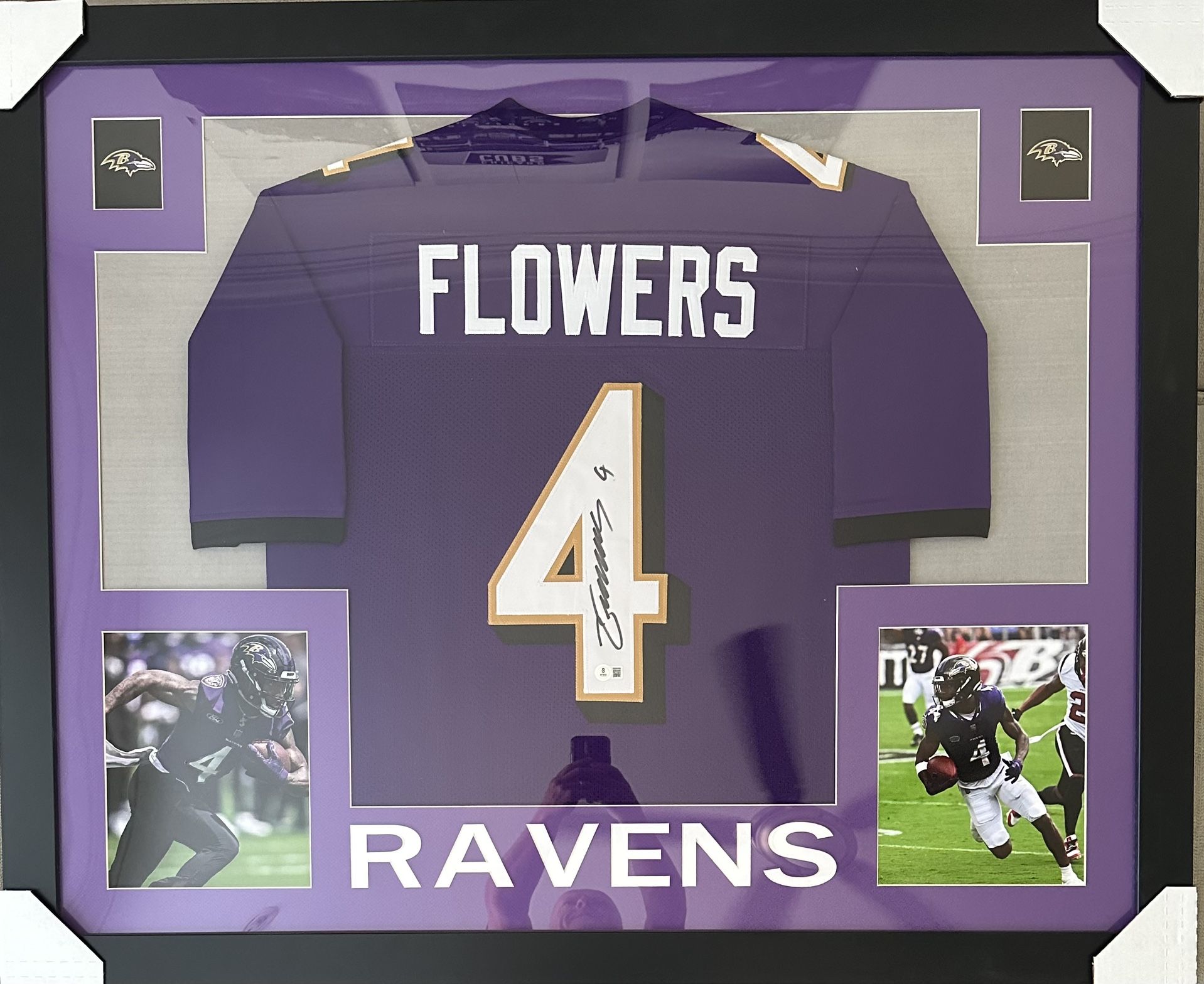 Zay Flowers Signed Baltimore Ravens Framed Custom Pro Style Jersey Beckett