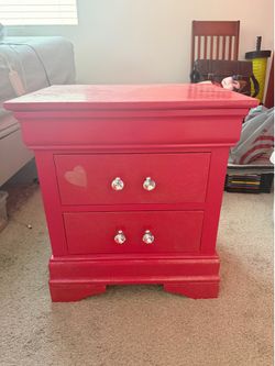 Sparkly Pink Glitter Nightstand w/ Crystal Knobs – Hand Painted