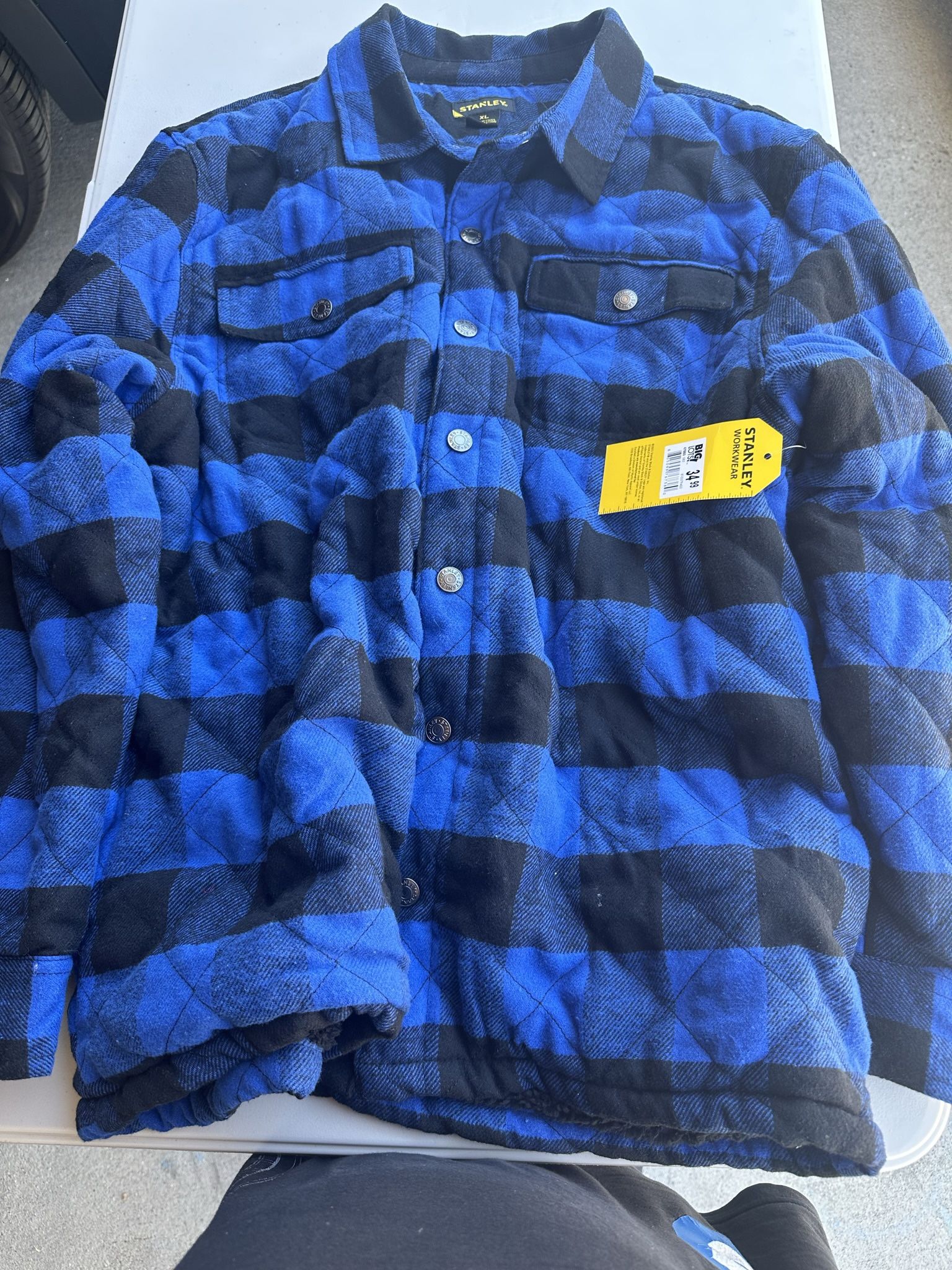 Stanley work wear blue quilted jacket XL
