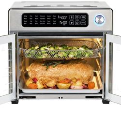 Emeril Lagasse Extra Large French Door Air Fryer Toaster Oven Combo, 24 Cooking Functions and Digital Controls, 7 Accessories Included, Stainless Stee