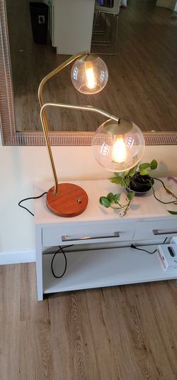 Edison Bulb Gold Wood Lamp