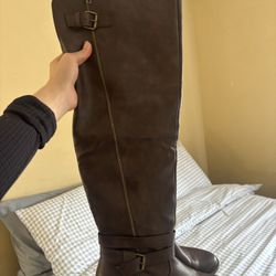 Thigh High Brown Leather Boots