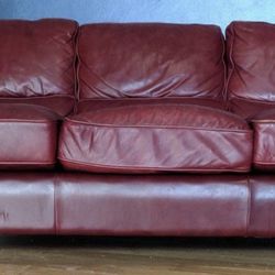 Red Leather Couch Sofa From Flexsteel 