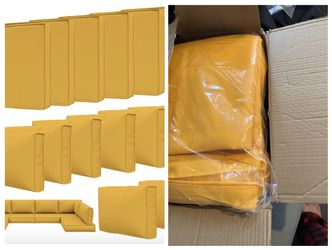 14-Piece Outdoor Patio Cushion Covers – Waterproof, Zippered (COVERS ONLY – Yellow)