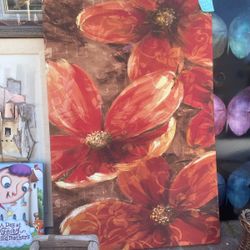 Vintage Floral Flower Print Art Work 24 By 34