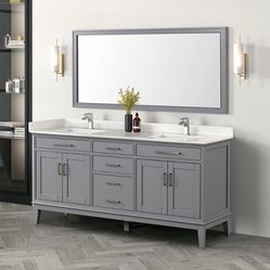 BATHROOM VANITY SET W/ MIRROR 72"W X 22"D X 43"H