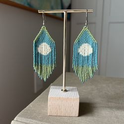 Luna Beaded Dangle Earrings ( H4” ) firm on price