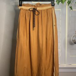 Scotch & Soda Athletic Inspired Stripe Drawstring Midi Skirt Orange XS