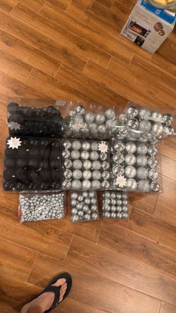Silver and Black Ornaments used as Wedding Decor