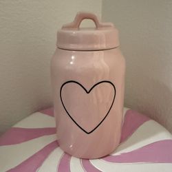 RAE DUNN PINK HEART CANISTER