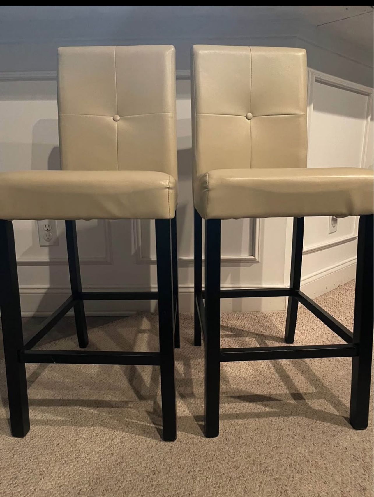 Bar stools (2) Cream Faux Leather