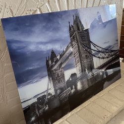 London Tower Bridge Glass Wall Decor 47”Lx31.5”H