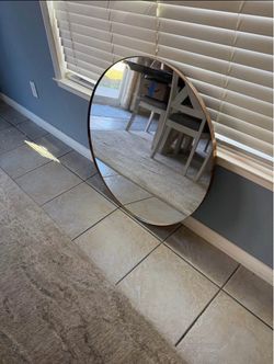 Round Wall Mirror with Gold Frame, TV Stand, Dinning Table