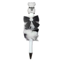 Fashion Fancy Bear Custom Fur Beaded Ballpoint Twist Pen Topper White