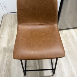 Modern West Elm–Style Brown Leather Chairs (Set of 2)