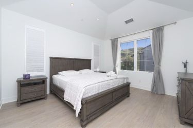King size wood bed with two nightstands included firm mattress