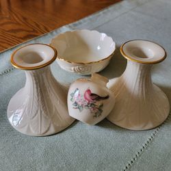 Lenox Candle Sticks, Bowl, Small Vase