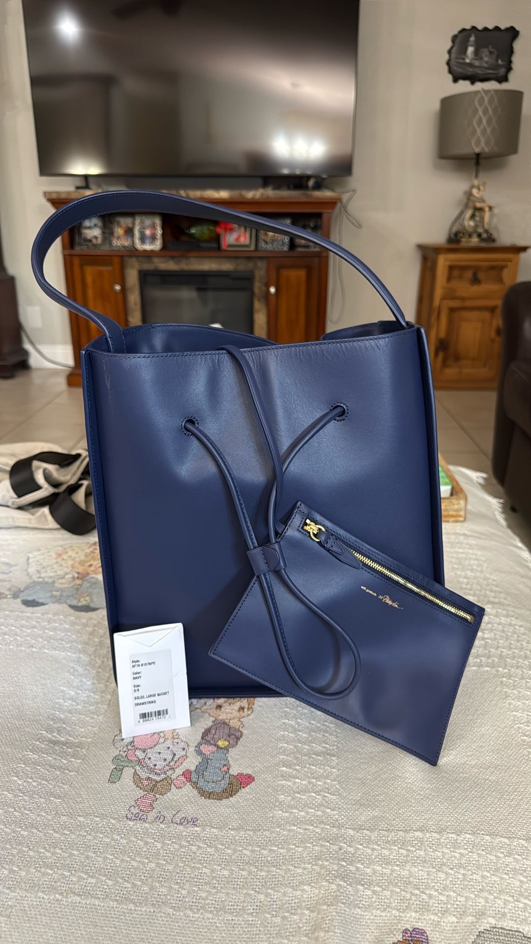 Large 31 Phillip Lim Navy Soleil Large Bucket Leather Purse