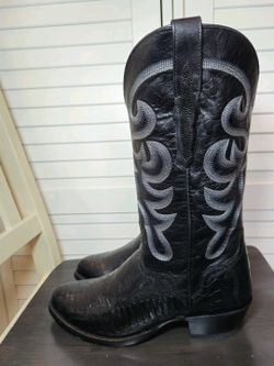 El Dorado Men's Handmade Ostrich Leg Western Boots Round Toe ED2203 Men Sz 10.5