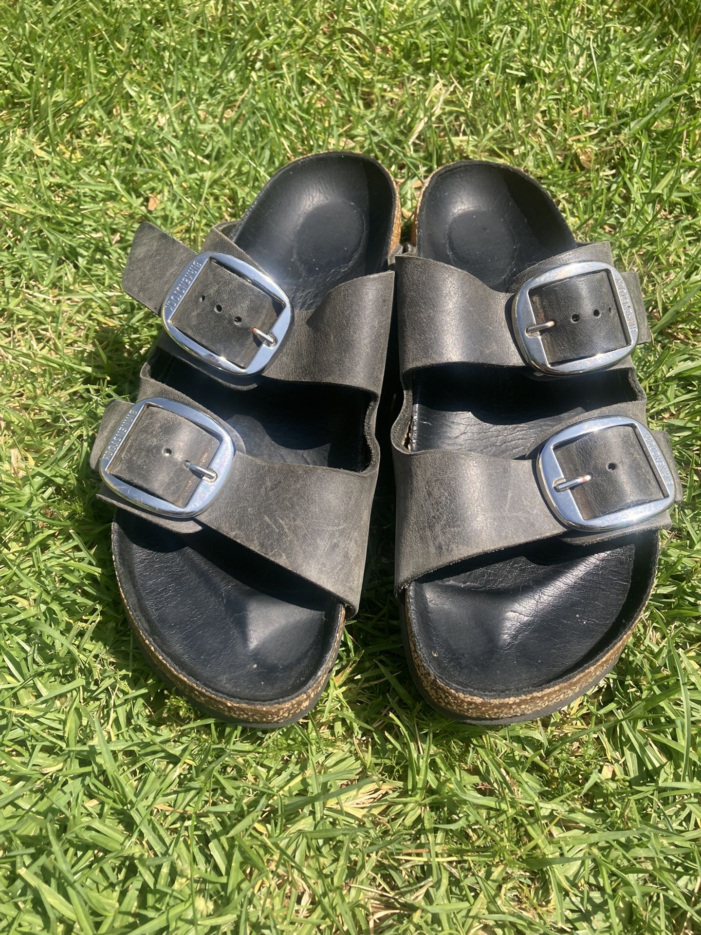 Womens Gray Leather Birkenstock