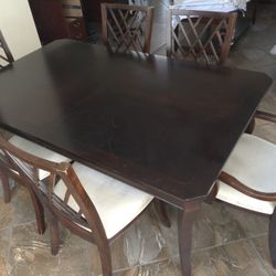 Wood Dining Table + Extension + 6 Chairs