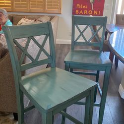 Ashley Teal Barstools Set Of Two
