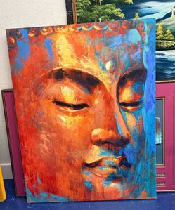 Large Colorful Buddha Canvas Wall Art, Dimensions: 3 ft. 4 in. x 2 ft. 6 in. (40" × 30