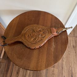 Vintage Wood Brass And Leather Fireplace Bellows