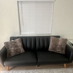 2 Black Futons With Pillows