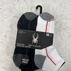 NWT Spyder men’s cushion quarter socks 10 pairs