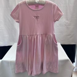 Girls size 6 Pink Ribbed Dress with Bow Detail