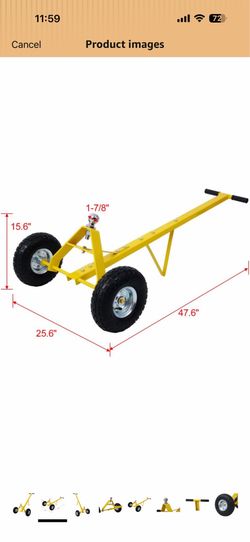 Trailer Dolly with 10" Pneumatic Tires, 600 Lb. Maximum Tongue Weight Capacity, Portable Trailer Dolly with 2 Inch Ball