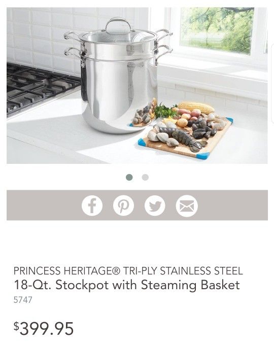PRINCESS HERITAGE® TRI-PLY STAINLESS STEEL

18-Qt. Stockpot with Steaming Basket

5747
