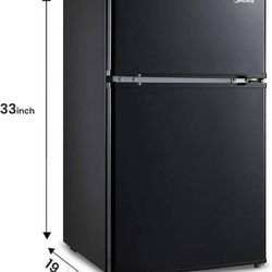 Midea 3.1 Cu. Ft. Compact Refrigerator Freezer Fridge Black 9937