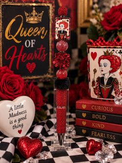 Queen of Hearts Beaded Rhinestone Pen