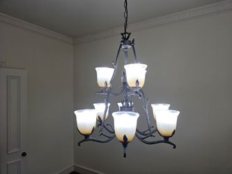 NICE Chandelier Frosted Glass Light Fixture WORKING PERFECTLY