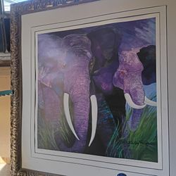 “Signed Betsey Fowler Elephant Print Framed 753/950
